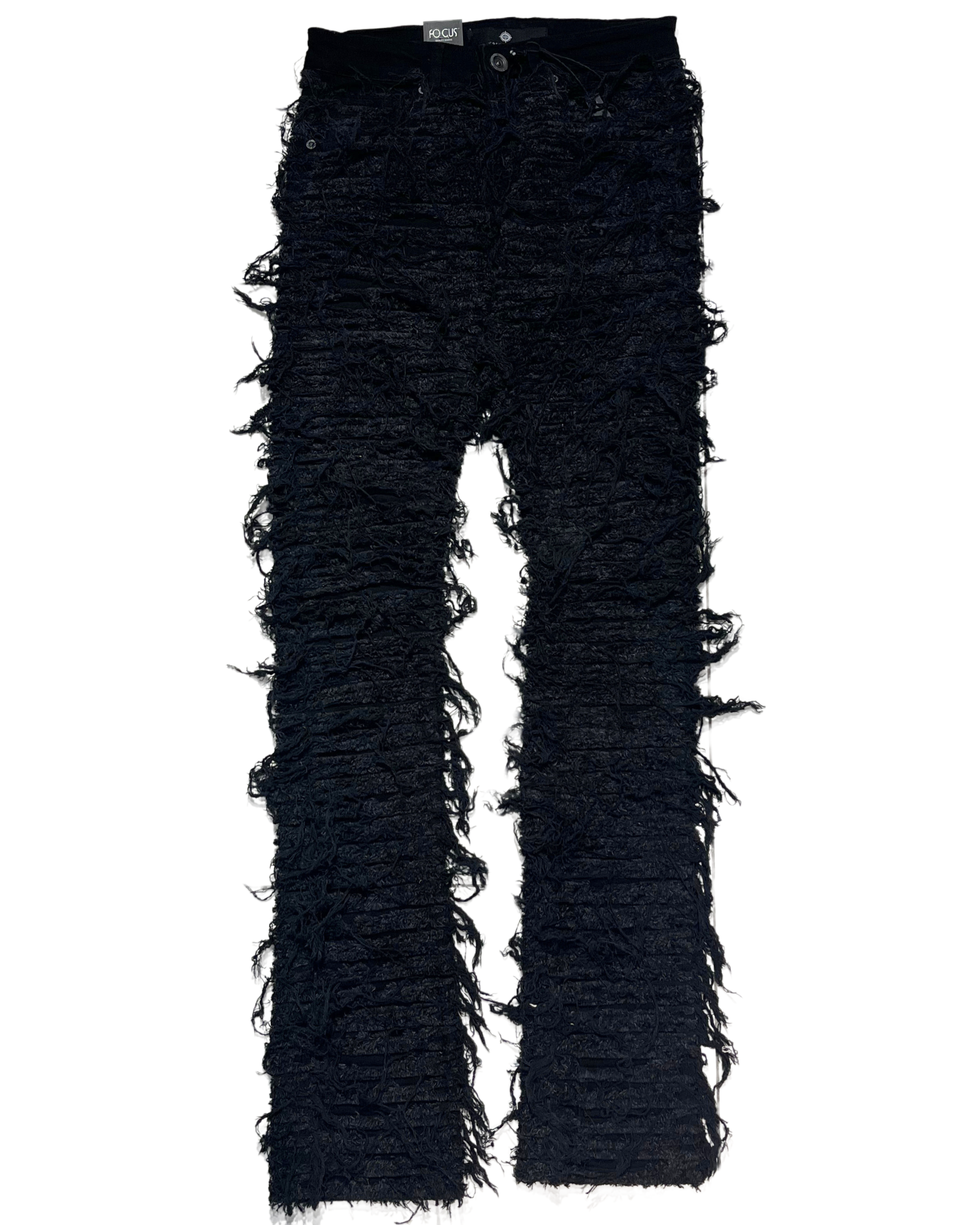 Mens Frayed Stacked Jeans