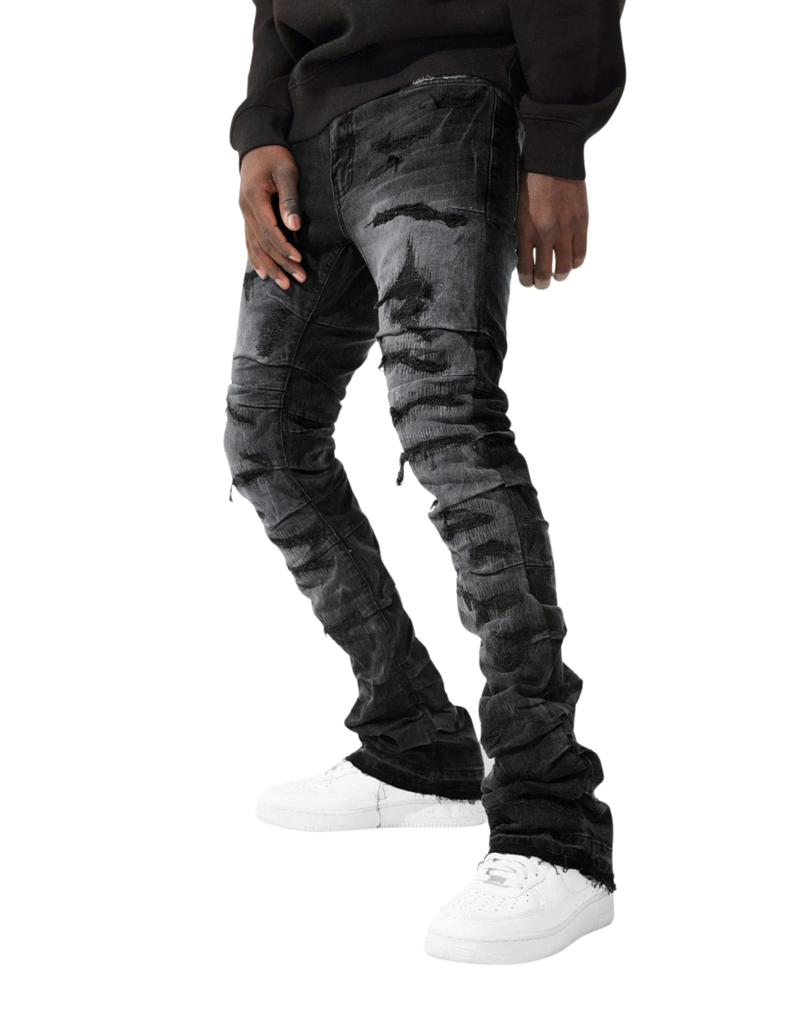 Mens Ripped Stacked Jeans JTF1157