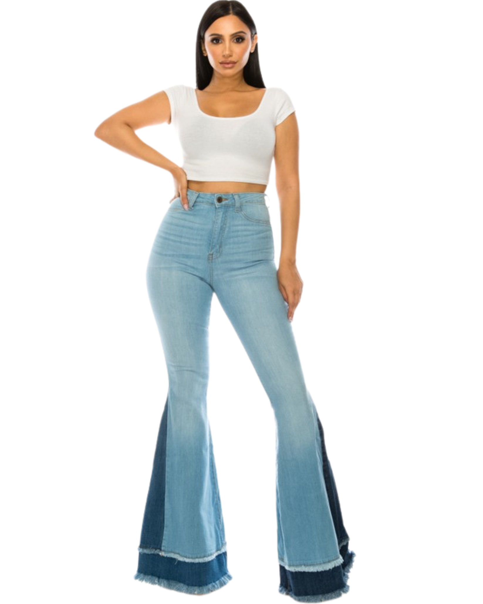 Tow Tone High Rise Flare Jean