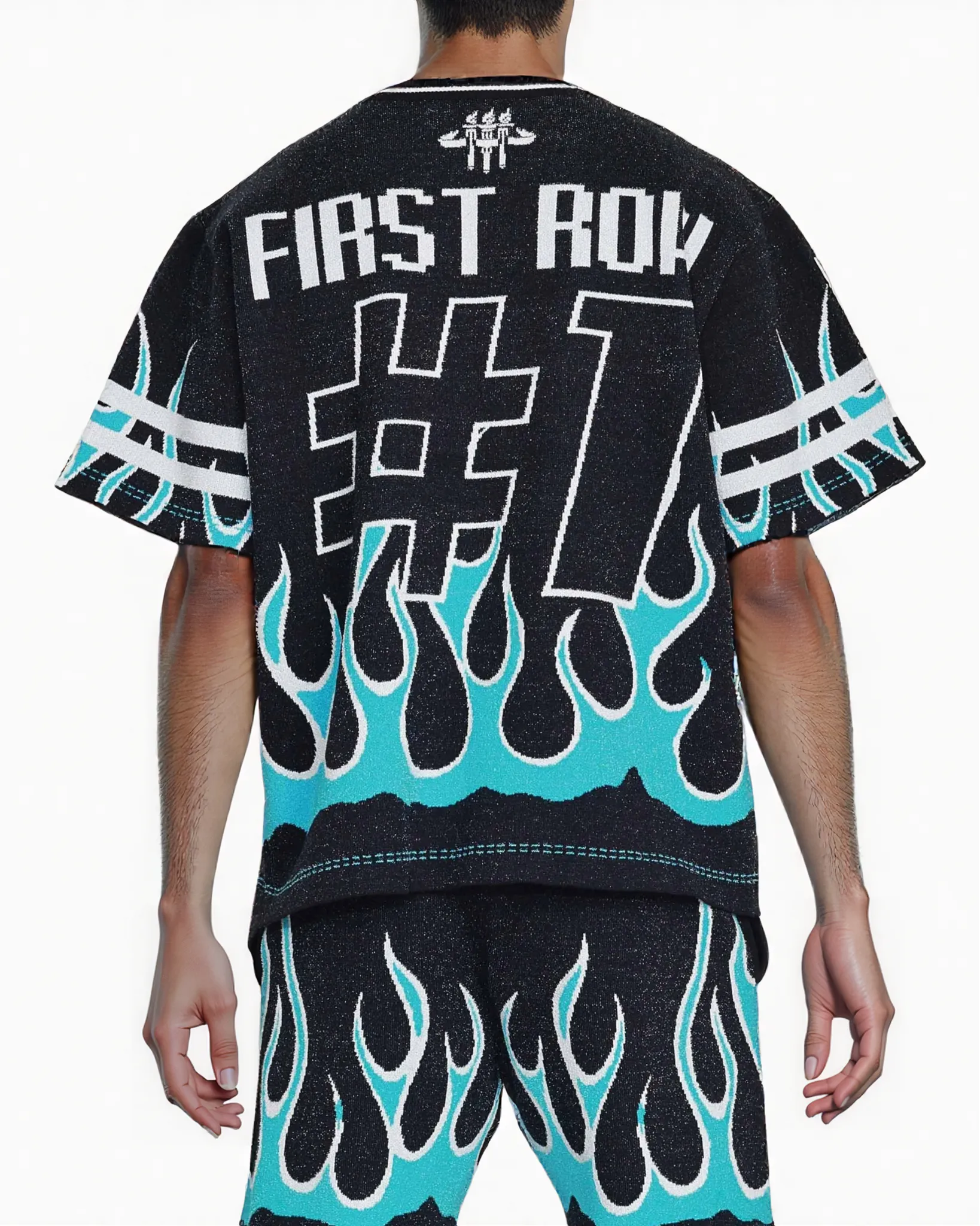 Flame Varsity Jacquard Knit Shirt