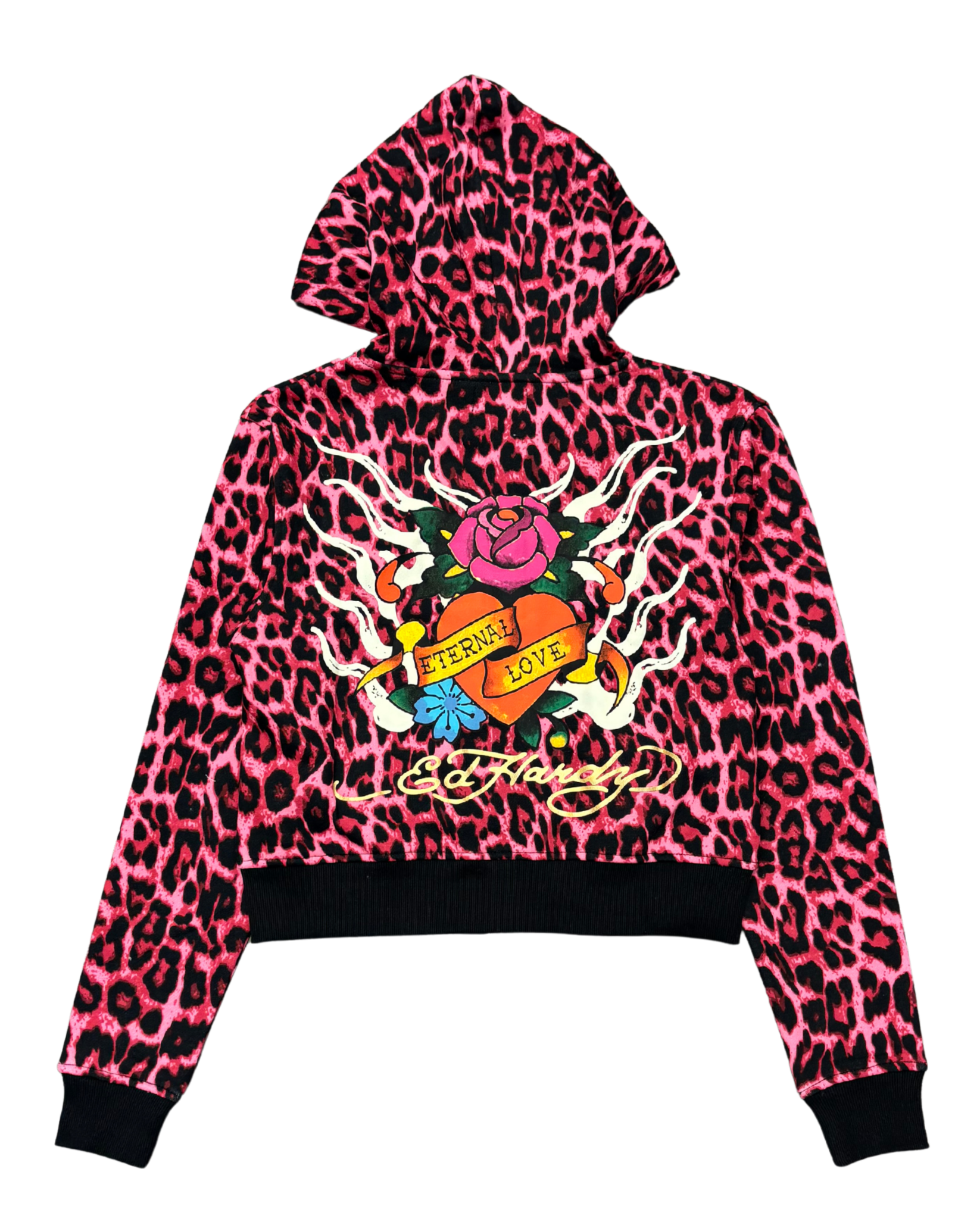 Womens Pink Leopard Zip Up Hoodie