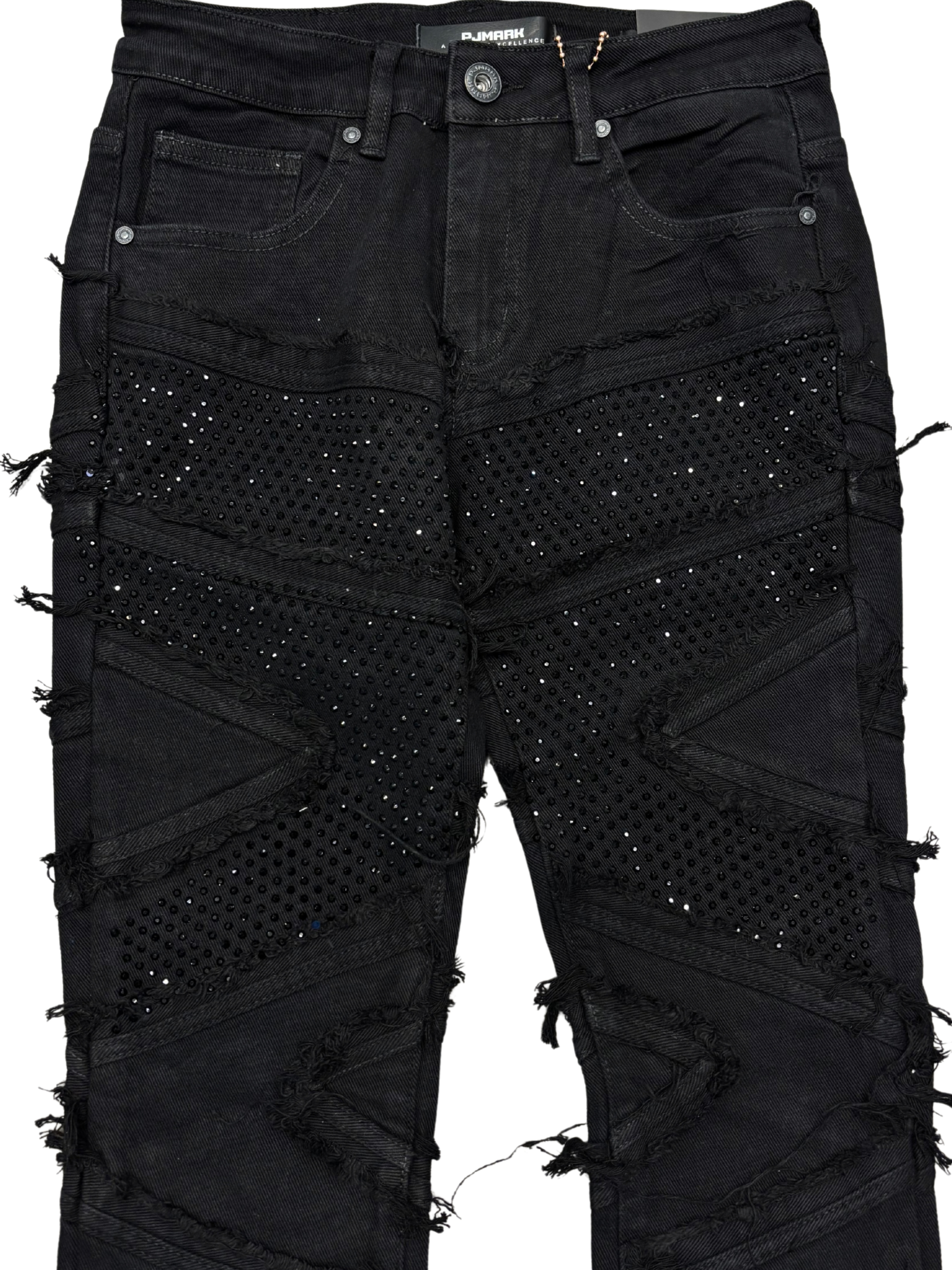 Mens Rhinestone Stacked Flare Jean D25134