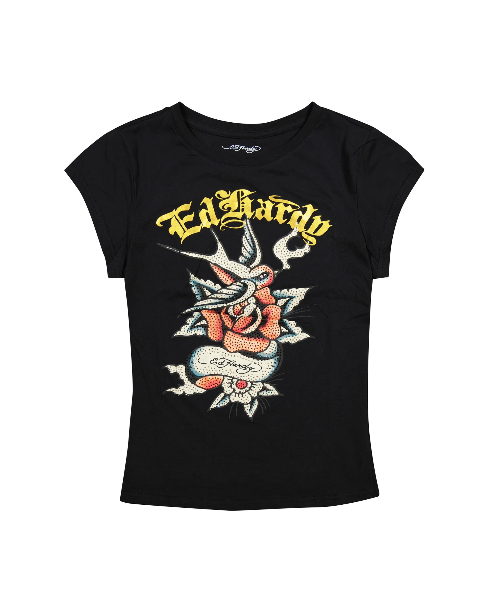 Womens Swallow Rose Rhinestone Shirt