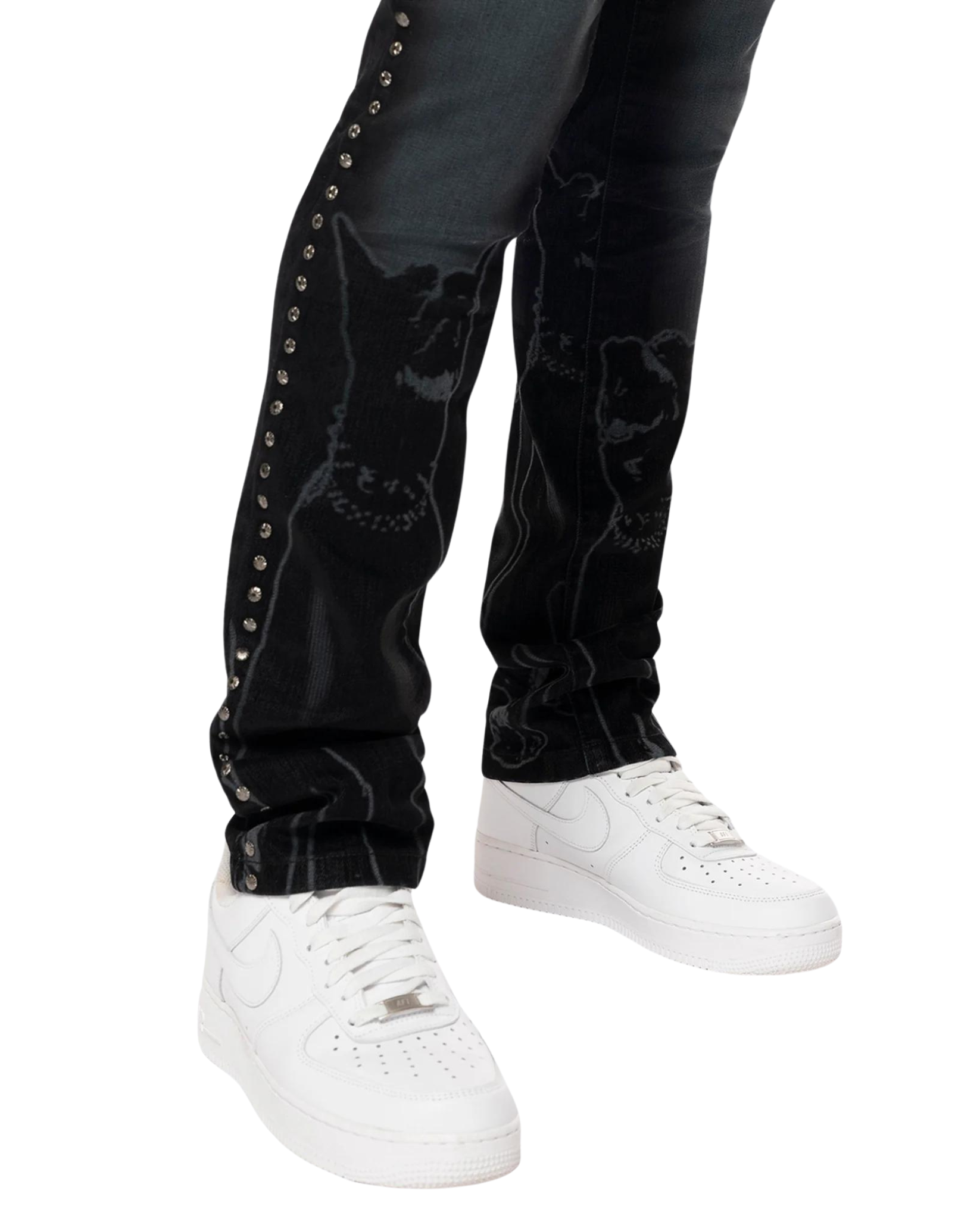 Mens Slim Fit Flocked Jeans