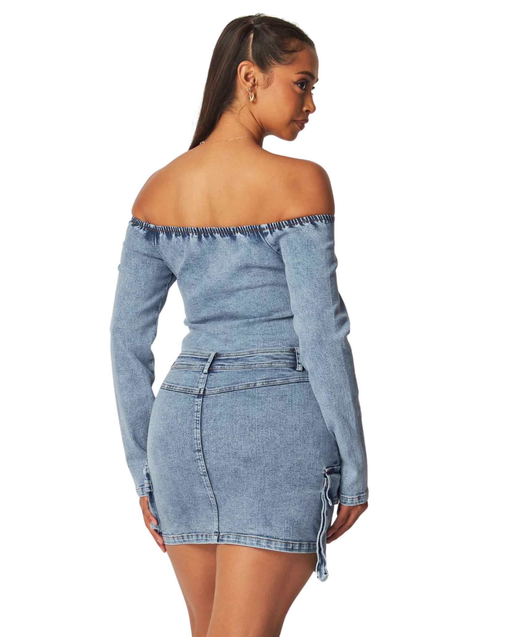 Valencia Off Shoulder Denim Dress