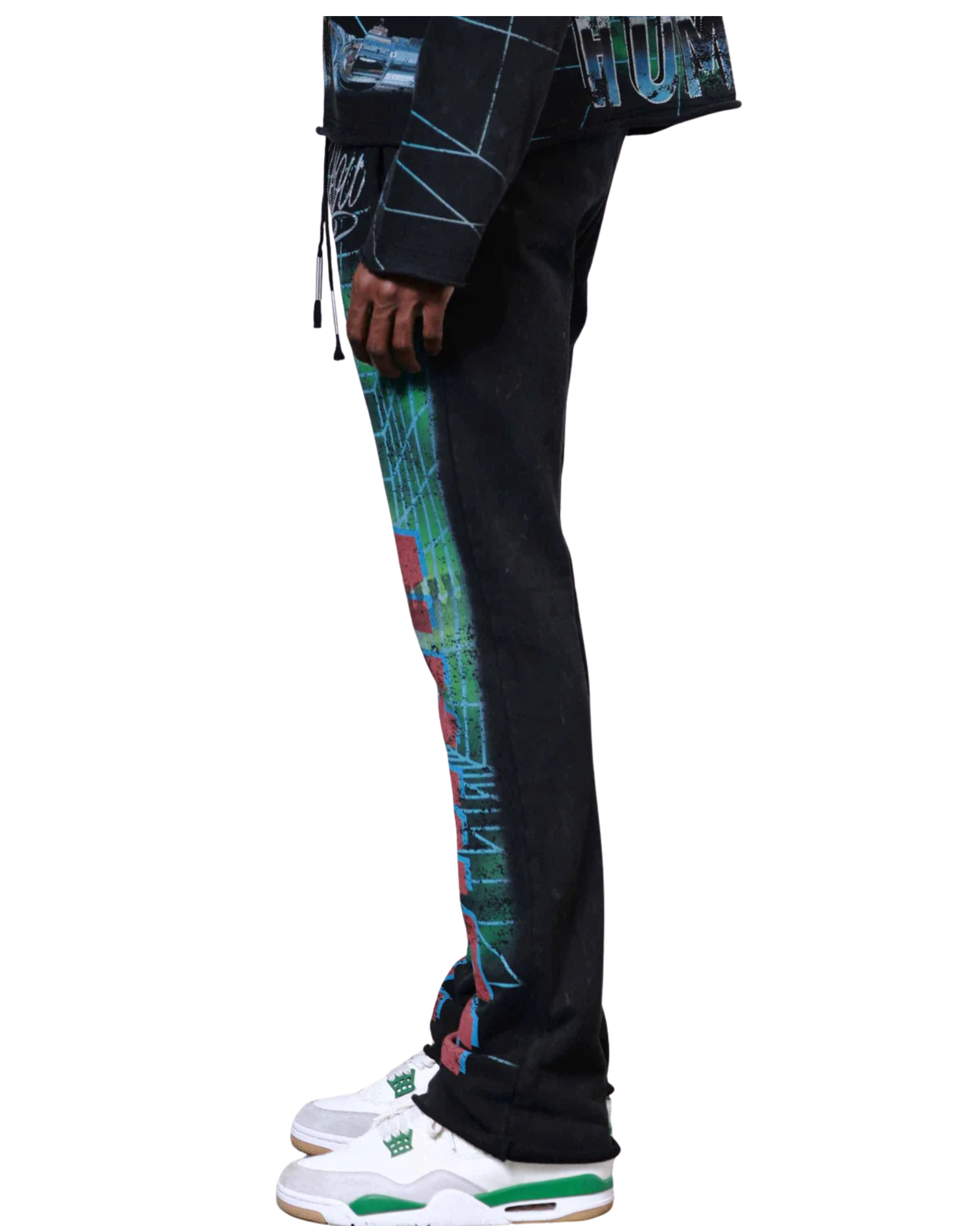 Mens Post Human Matrix Stacked Sweatpant