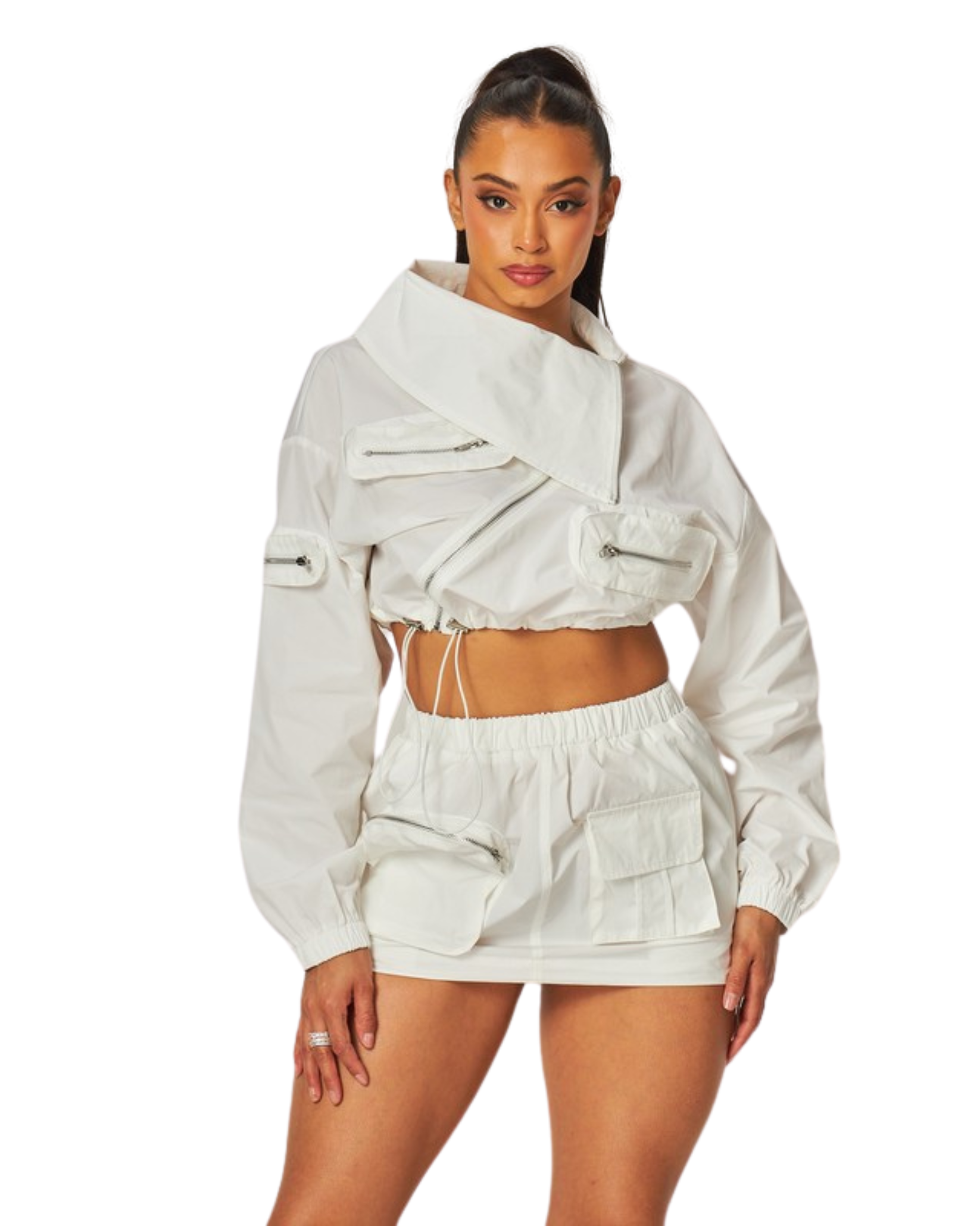 Asymmetrical Zip Crop Vest Set