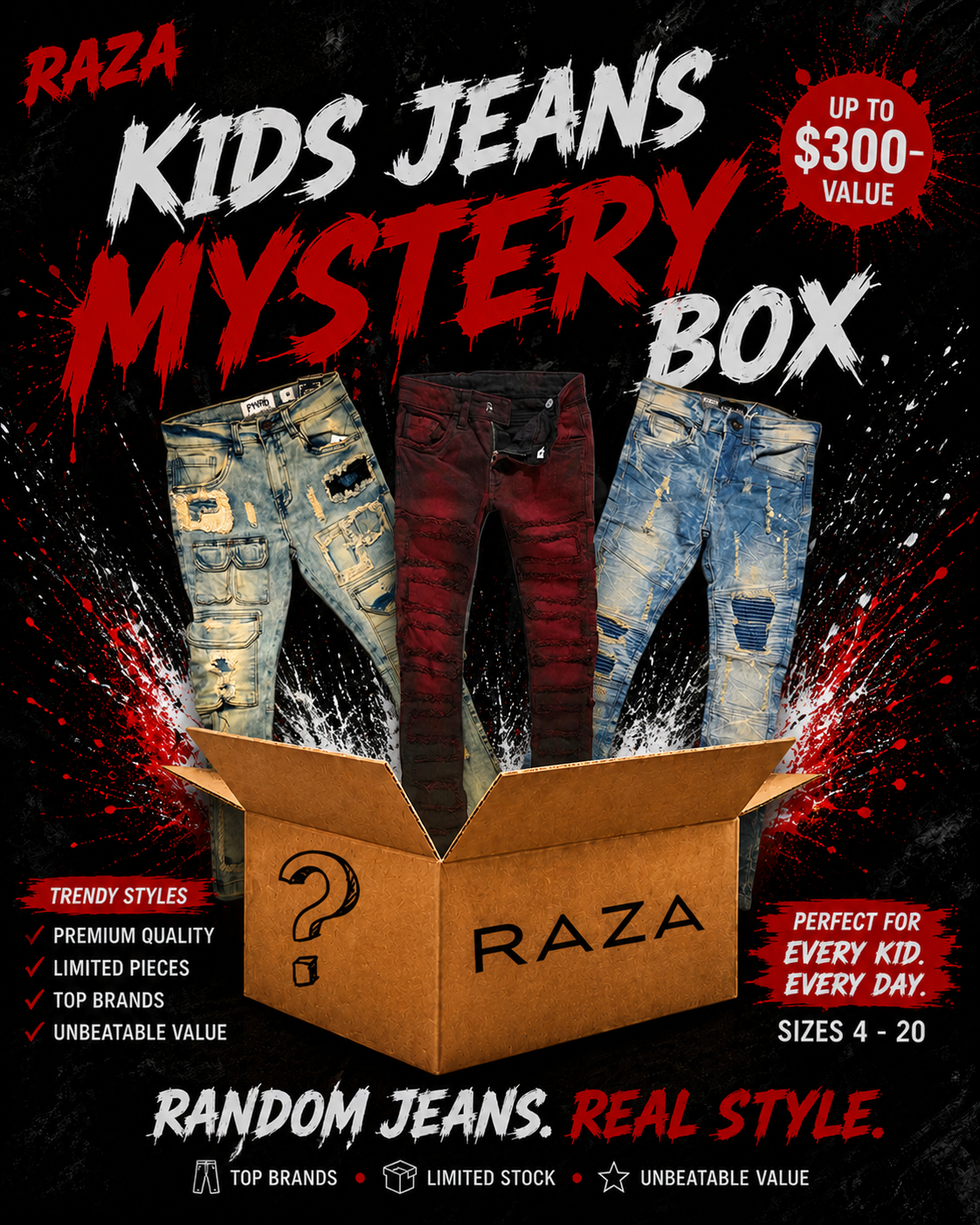 Mystery Box - 3 Random Kid's Jeans