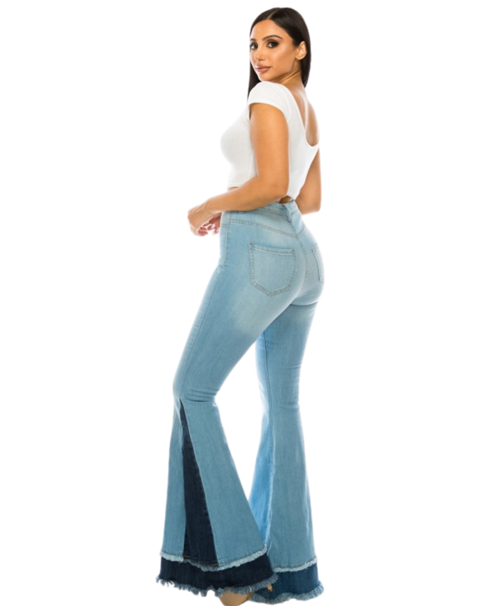 Tow Tone High Rise Flare Jean