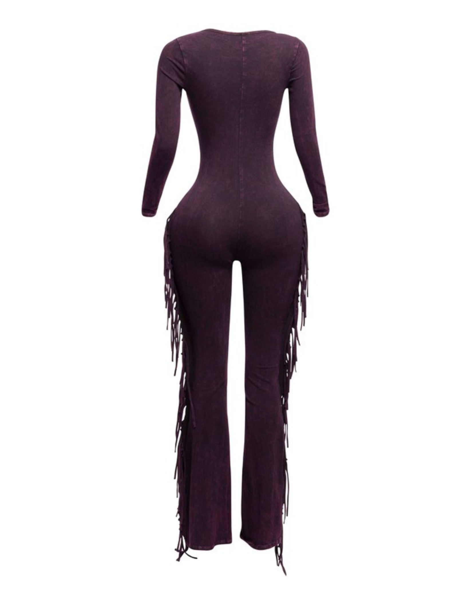 Mineral Washed Fringed Jumpsuit