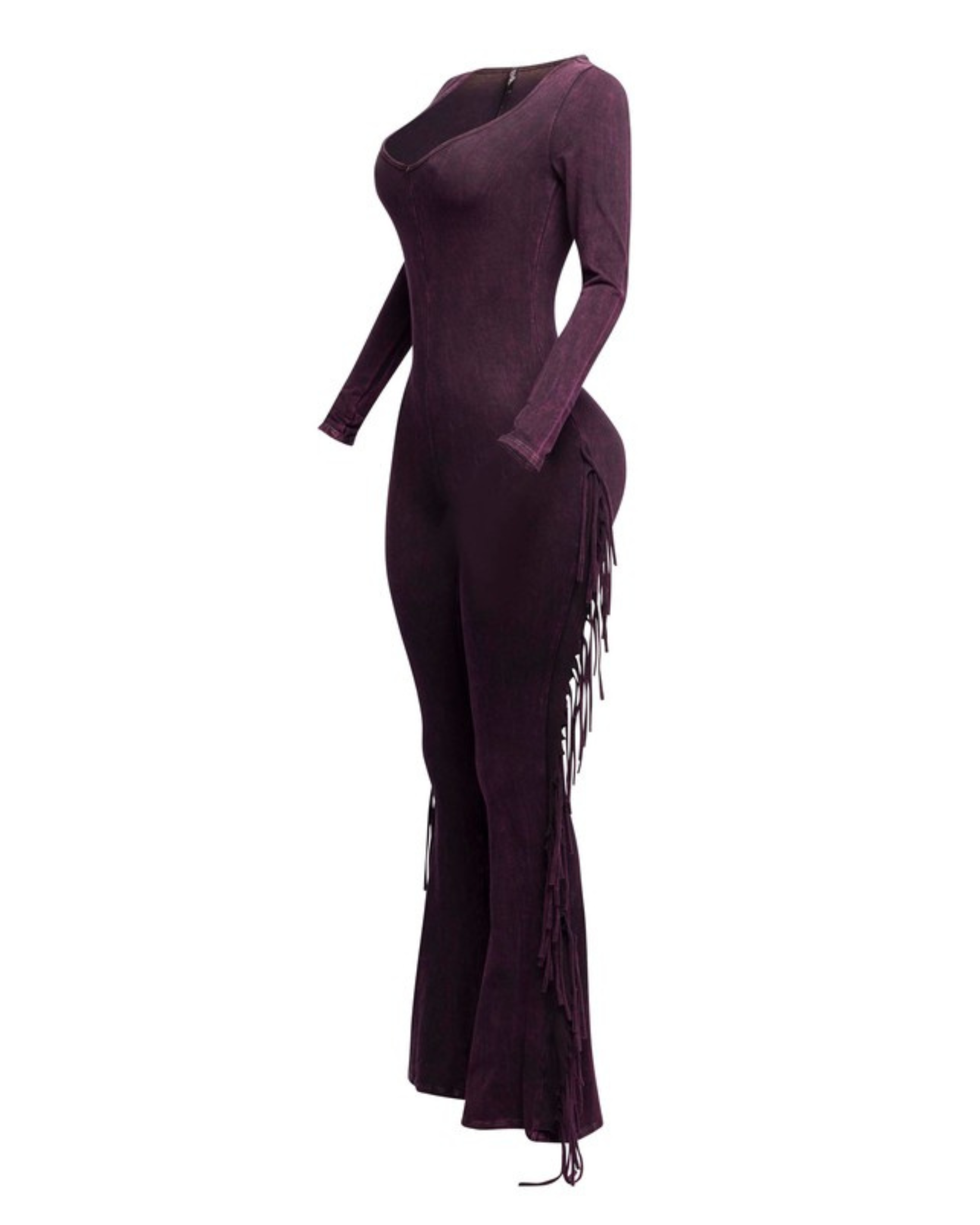 Mineral Washed Fringed Jumpsuit