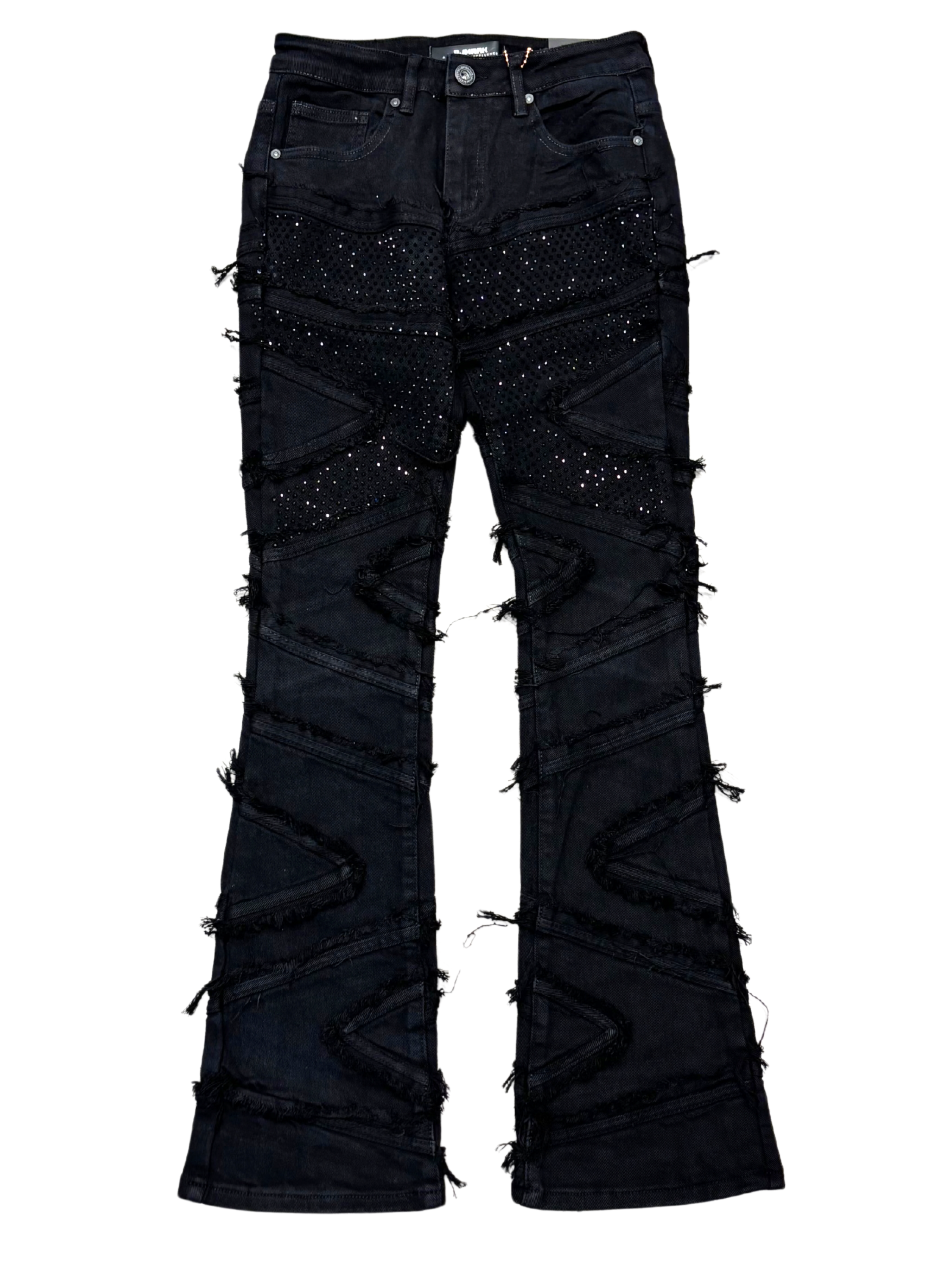 Rhinestone Stacked Flare Jean D25134