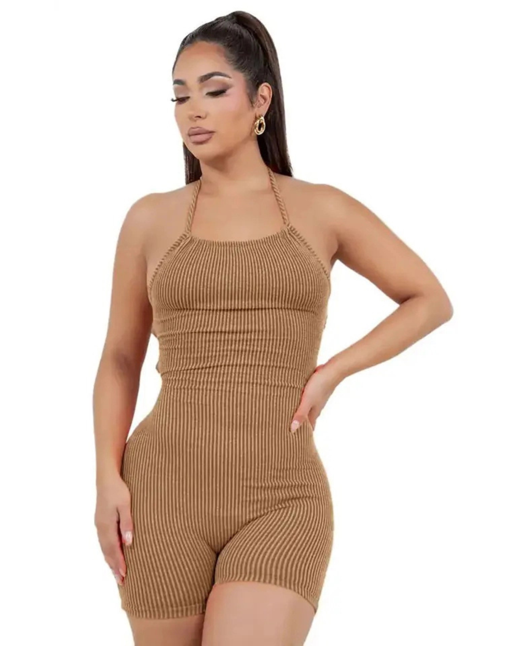 Urban Ribbed  Open Back Romper