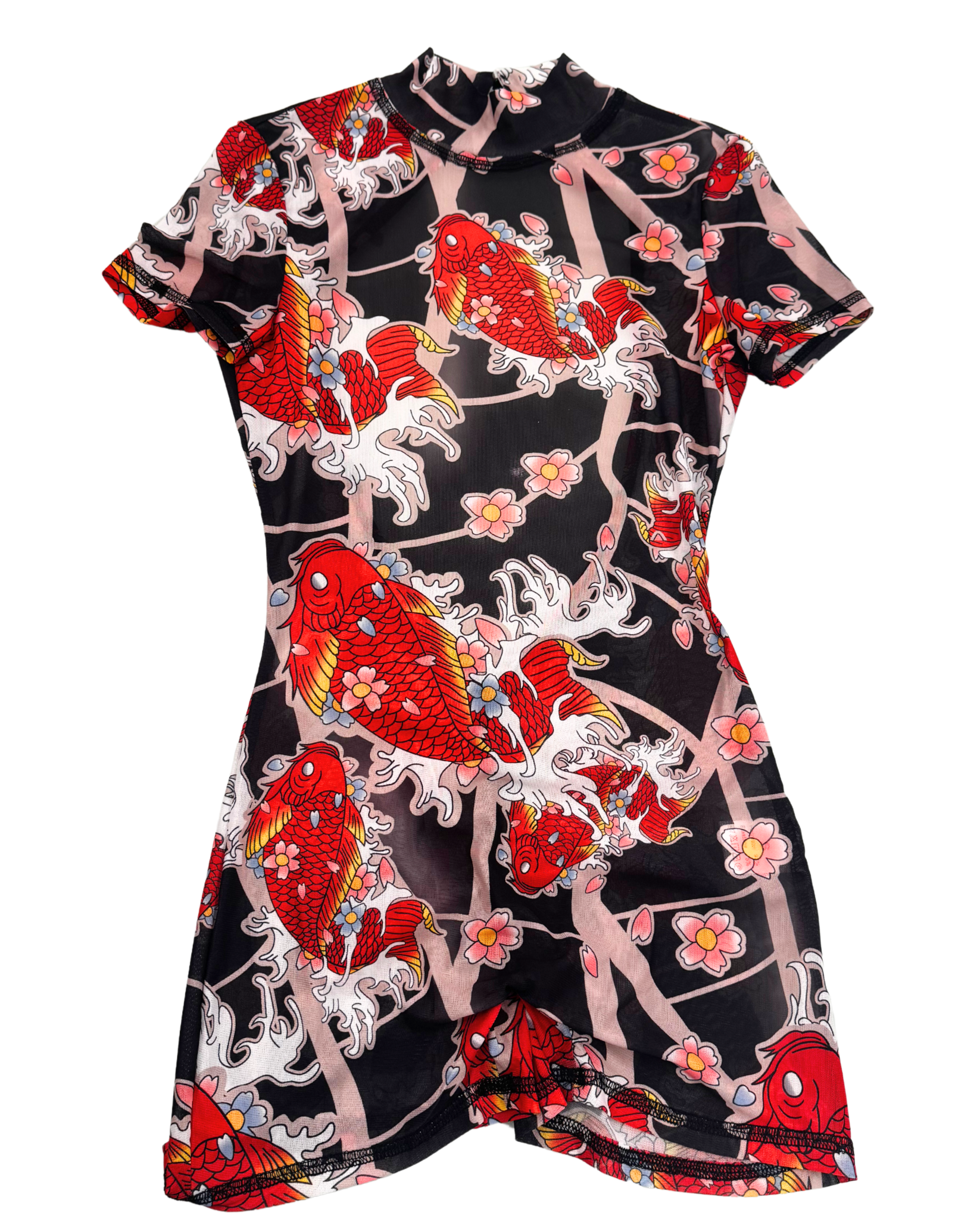 Sea Sip Mesh Print Mini Dress