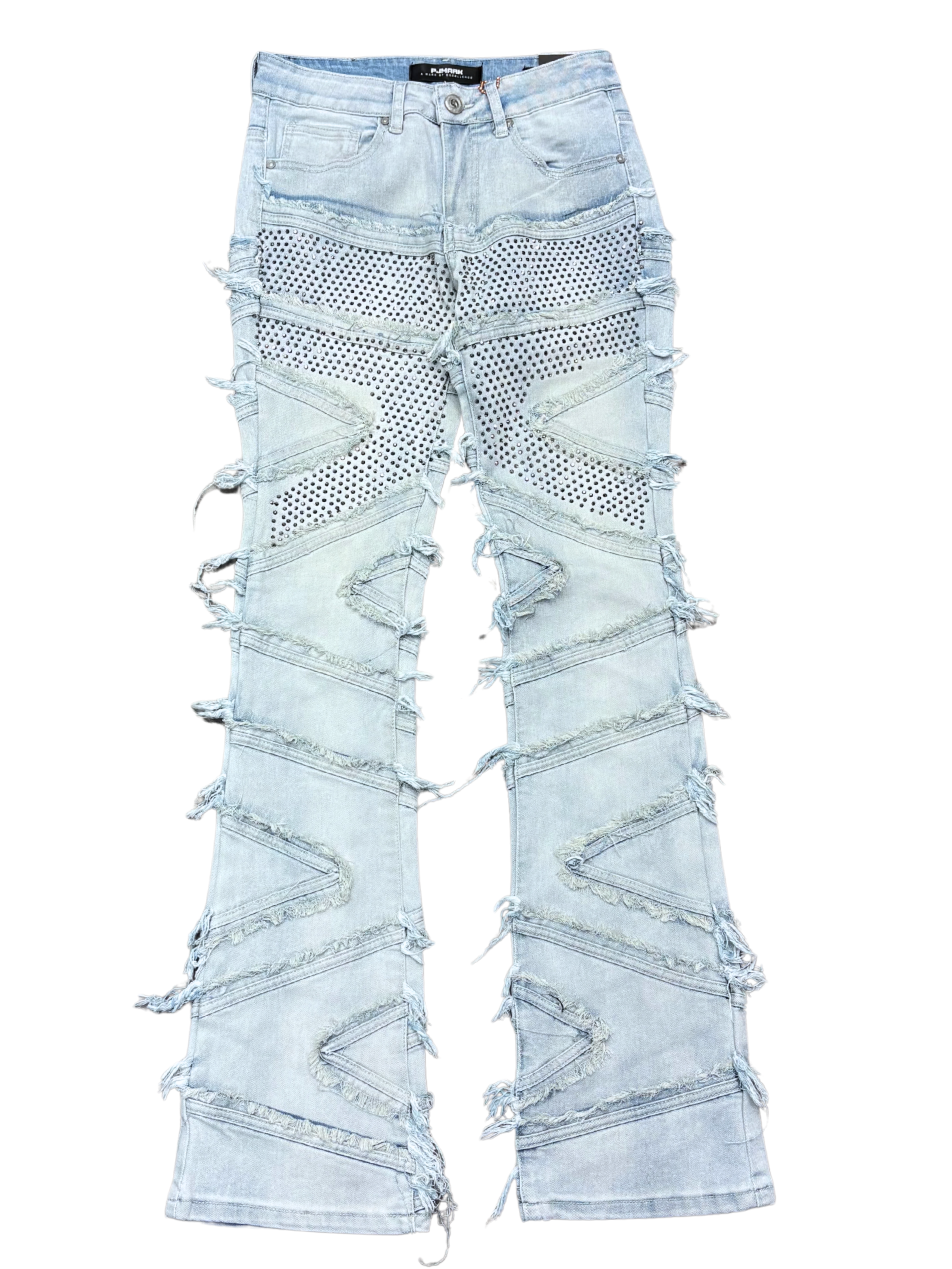 Mens Rhinestone Stacked Flare Jean D25134