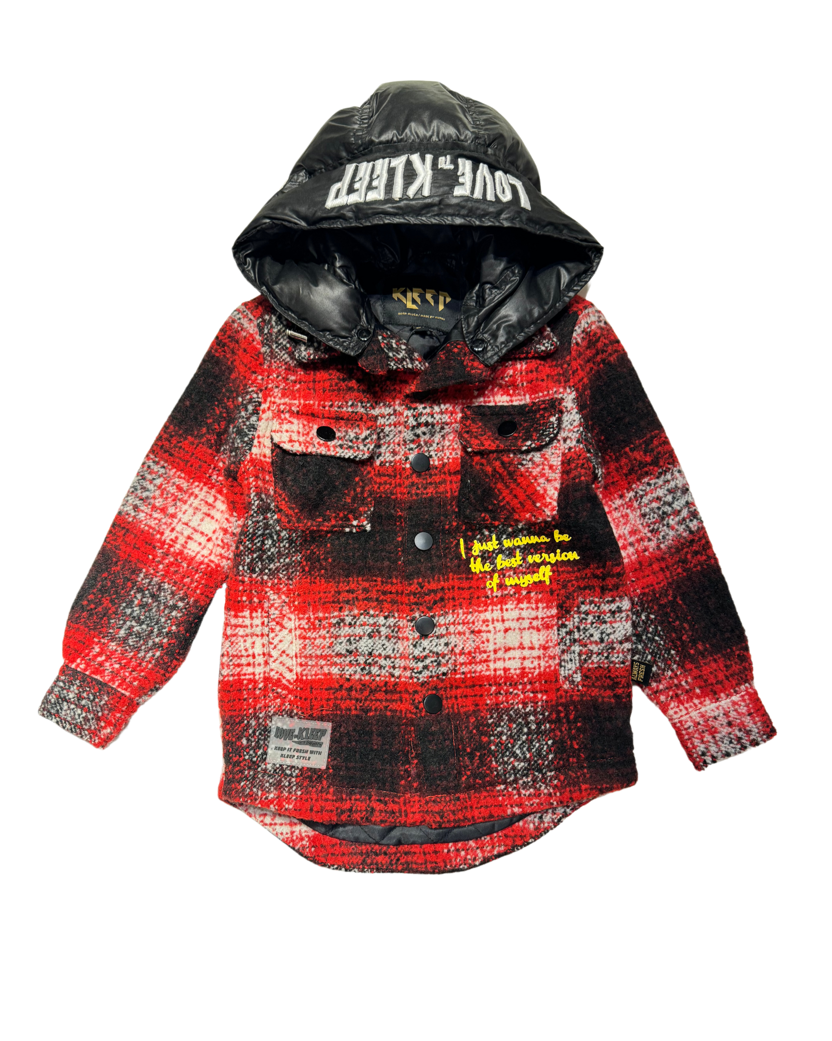 Kids Hooded Heavy Flannel Shirket