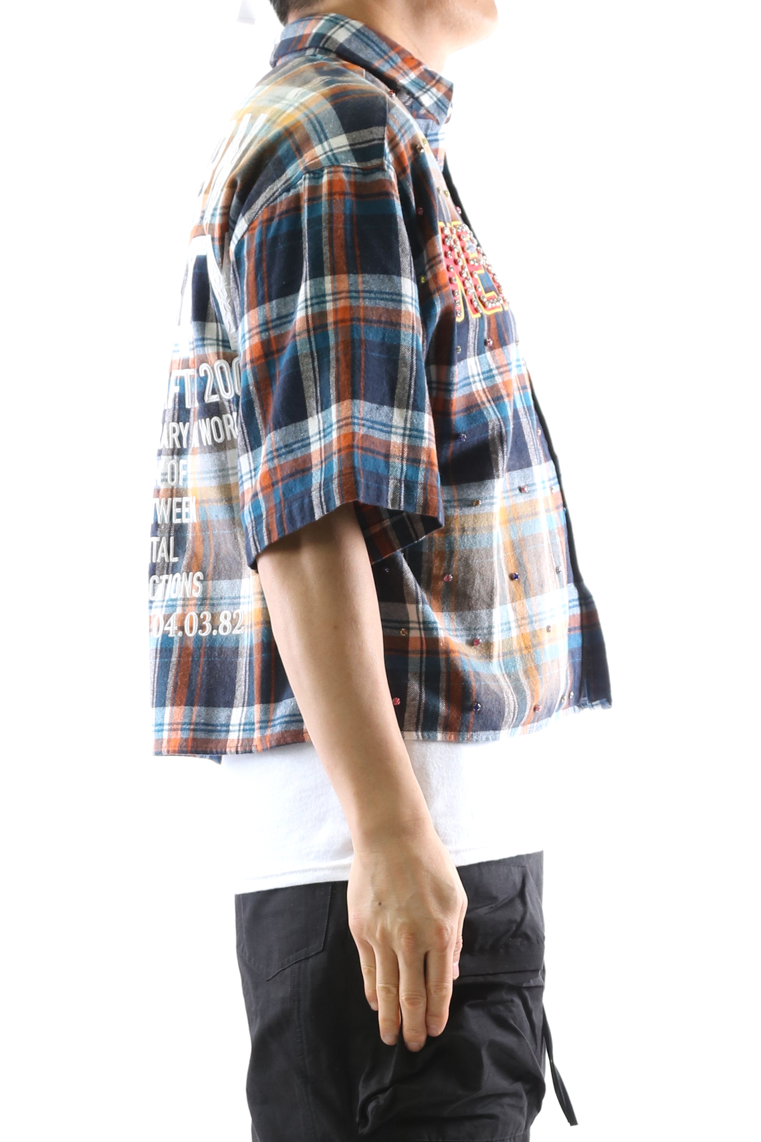 New Role Washed Flannel Crop Top Button Down Shirt