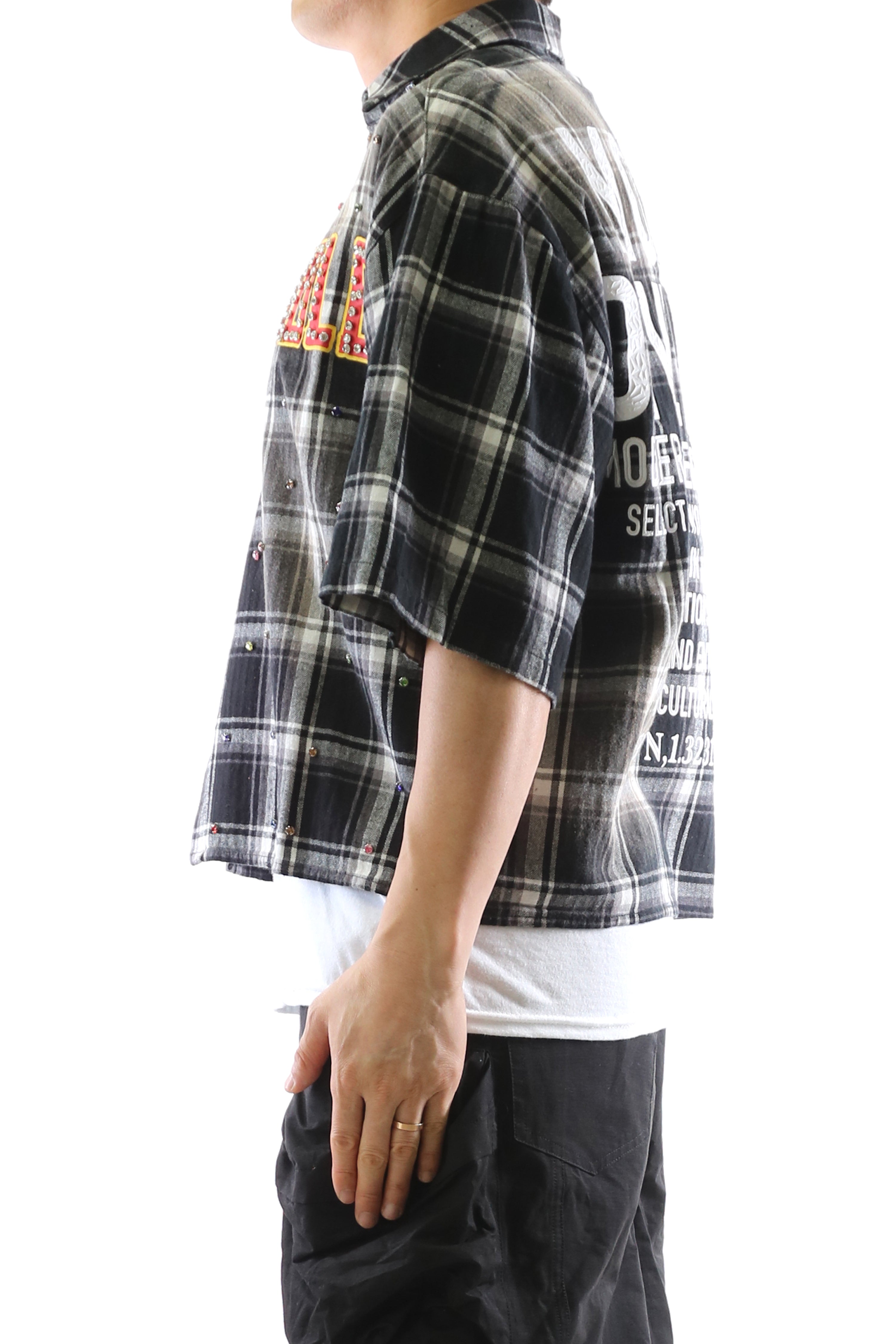 New Role Washed Flannel Crop Top Button Down Shirt