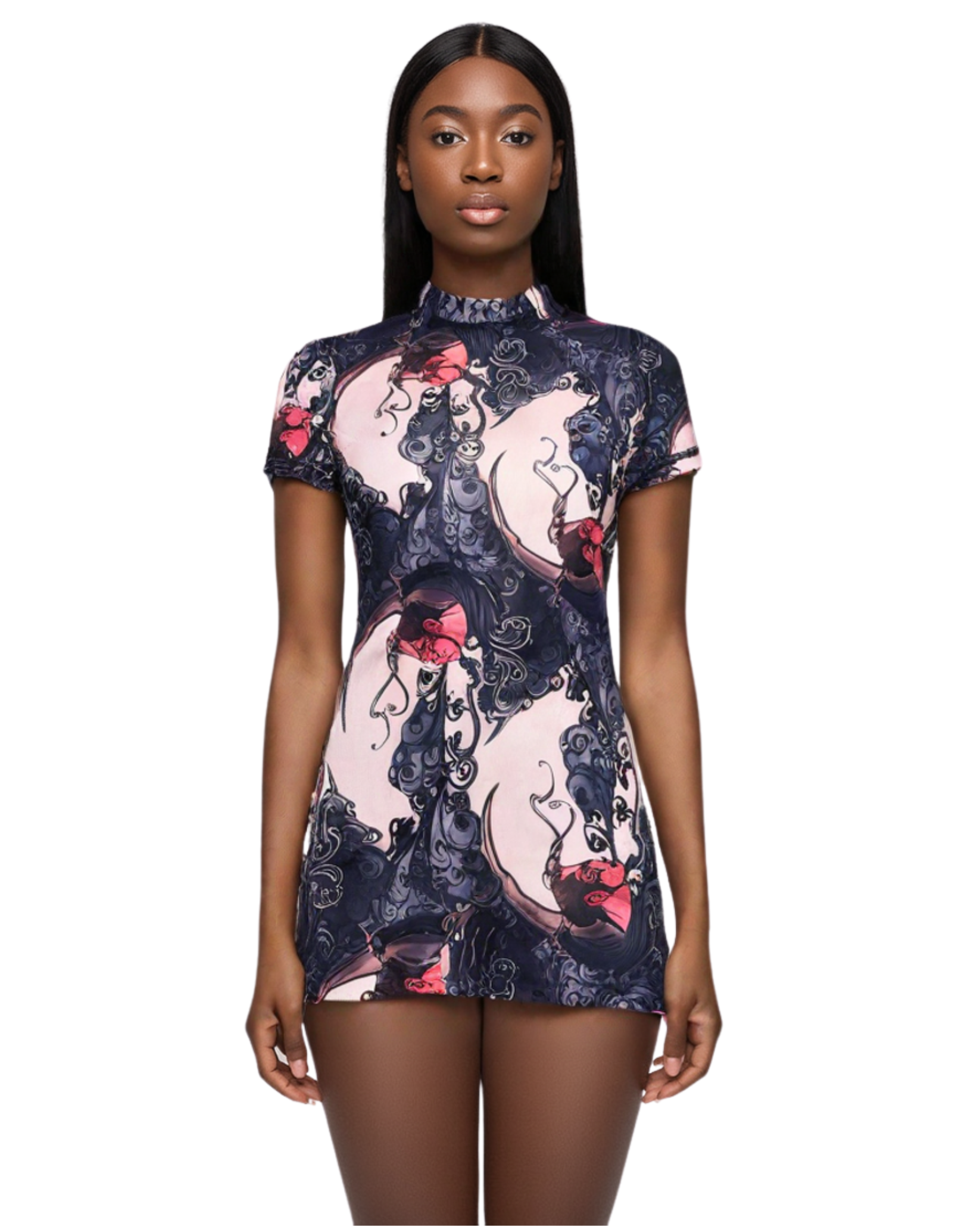 Melody Deng Mesh Print Dress