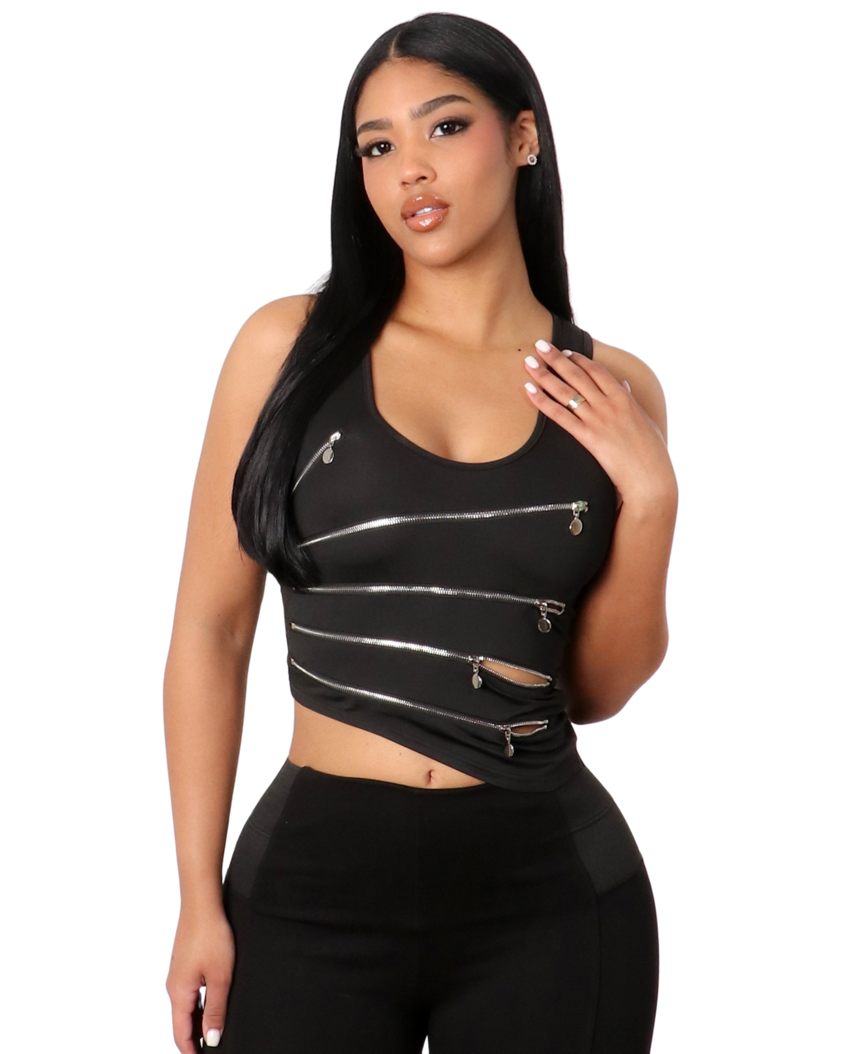 Multi Zipper Crop Top