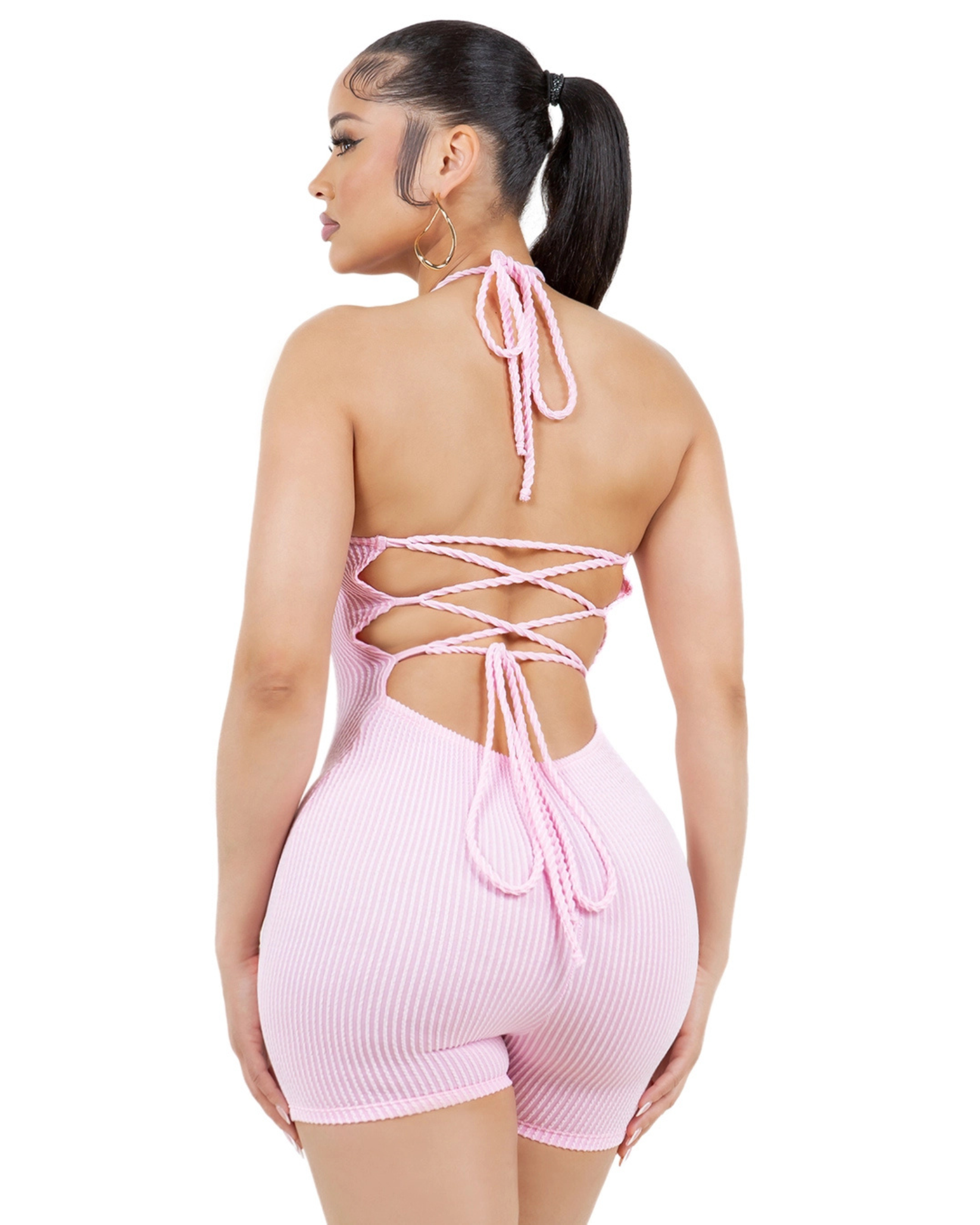 Urban Ribbed  Open Back Romper