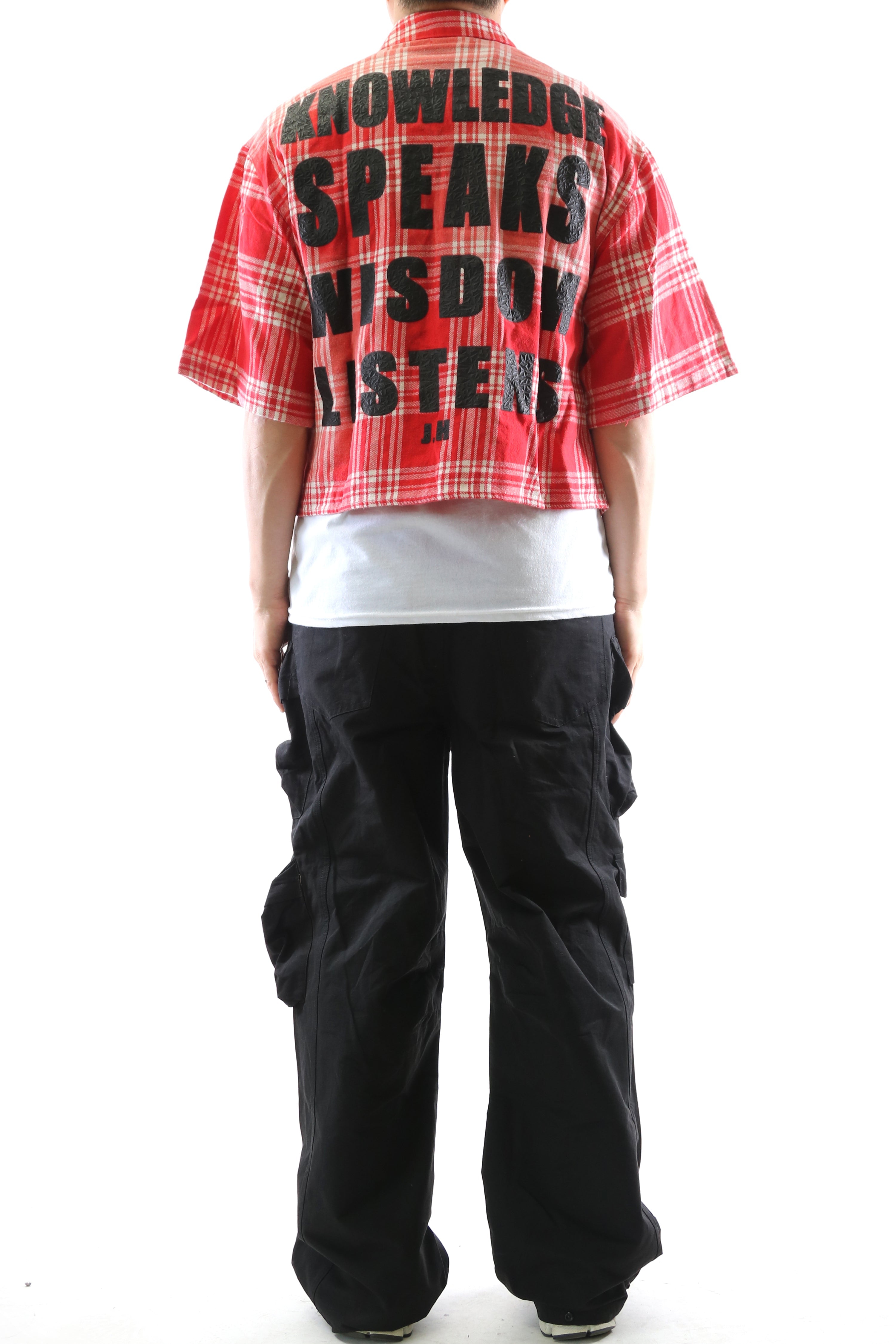 New Role Washed Flannel Crop Top Button Down Shirt