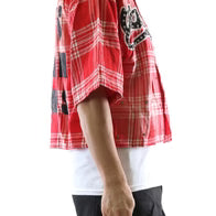 New Role Washed Flannel Crop Top Button Down Shirt