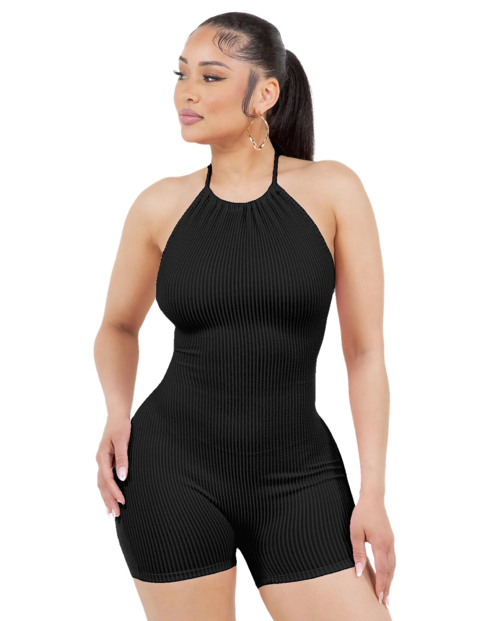 Urban Ribbed  Open Back Romper