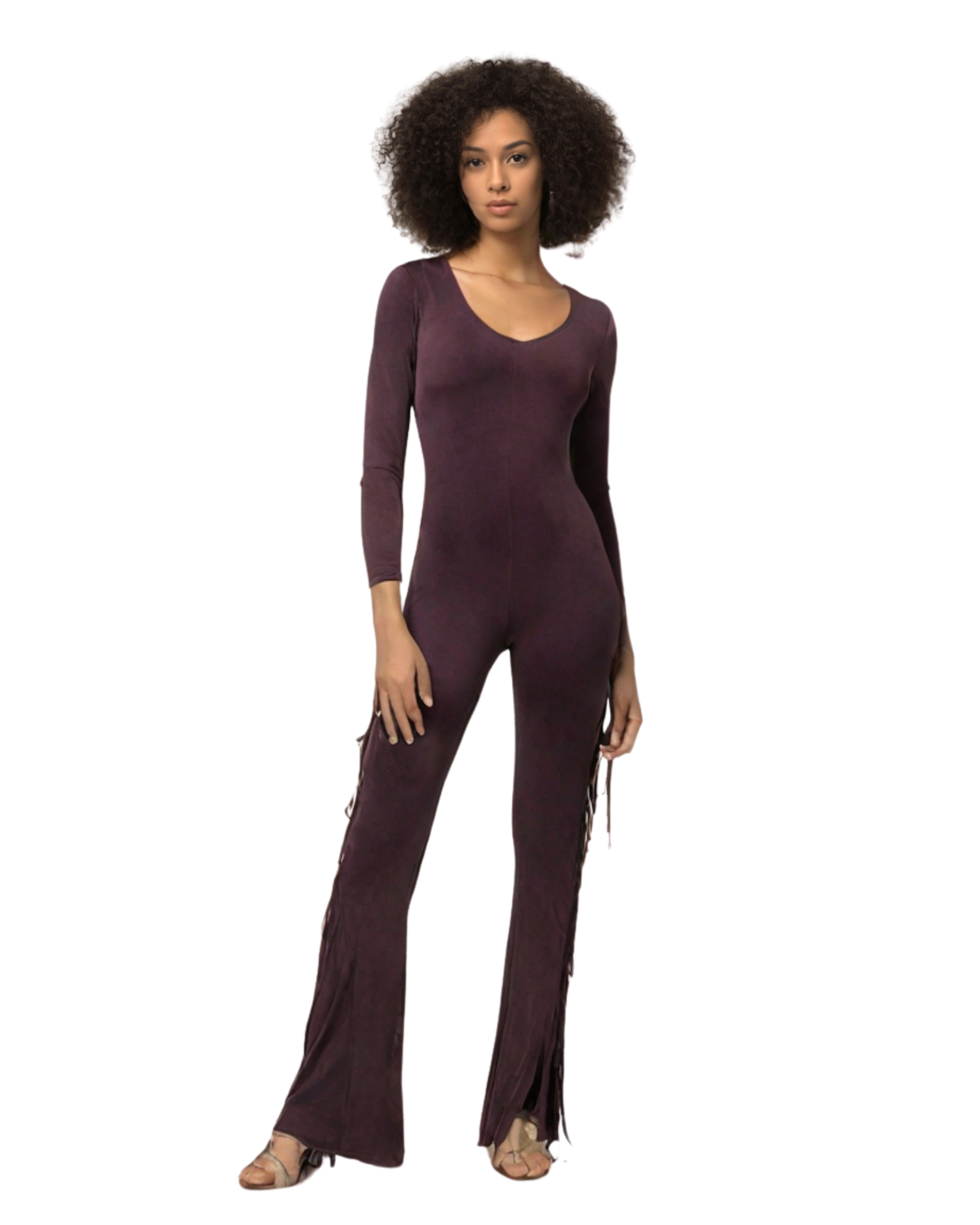 Mineral Washed Fringed Jumpsuit